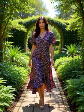 Floral V-Neck Midi Dress in Burgundy